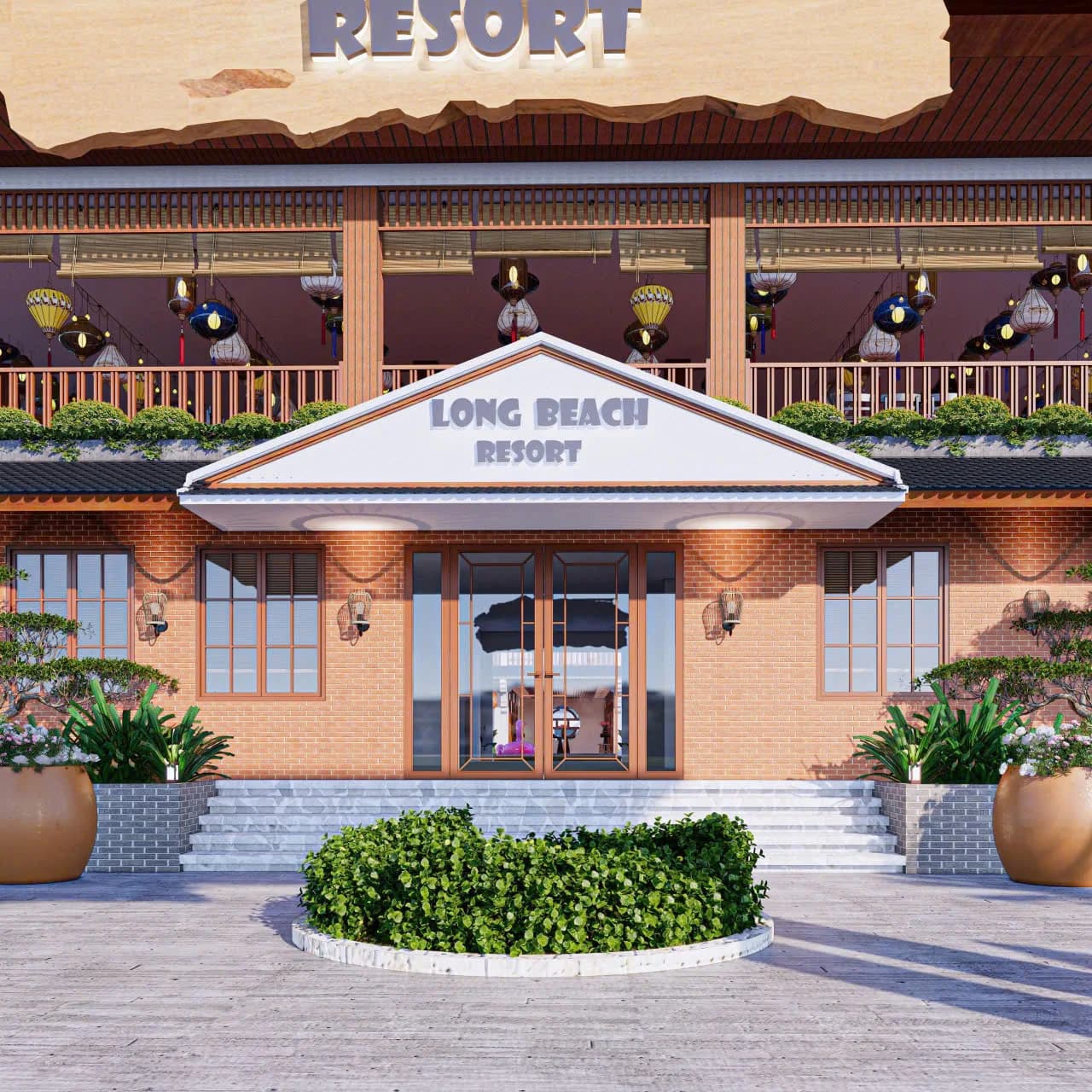 Rendering, Long Beach Resort — Main entrance