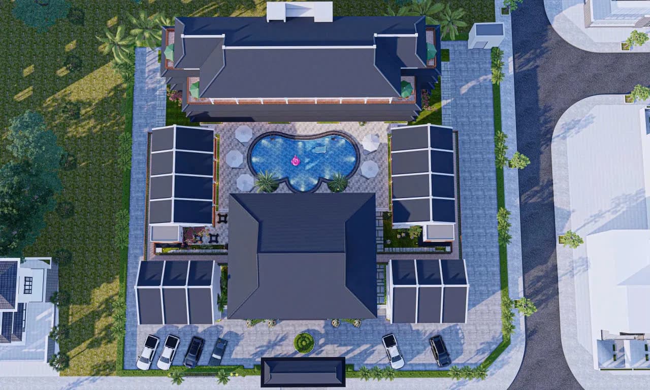 Rendering, Long Beach Resort — Seen from directly above